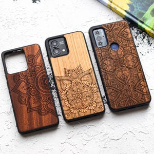 Mandala - Real Wood Motorola Case – fits Moto G Stylus 5G, Moto G14, Moto G34, Moto G84, Moto G73, Moto G Play, Moto Edge Ultra + More