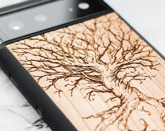 Baum des Lebens - Wood Case für Google Pixel 10, 10 Pro, 10 Pro XL | 9, 9 Pro, 9 Pro XL | 8, 8 Pro, 8a | 7, 7 Pro | 6, 6 Pro, 6a | 5, 5A-5G