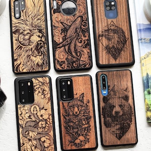Holzhülle passend für Huawei P40/Pro/P40 Pro+/P40 Lite | P30/Pro P30 Lite | P20/Pro P20 Lite | Mate 40/ Pro/ Pro+ | Mate 30/Pro Mate 30 Lite