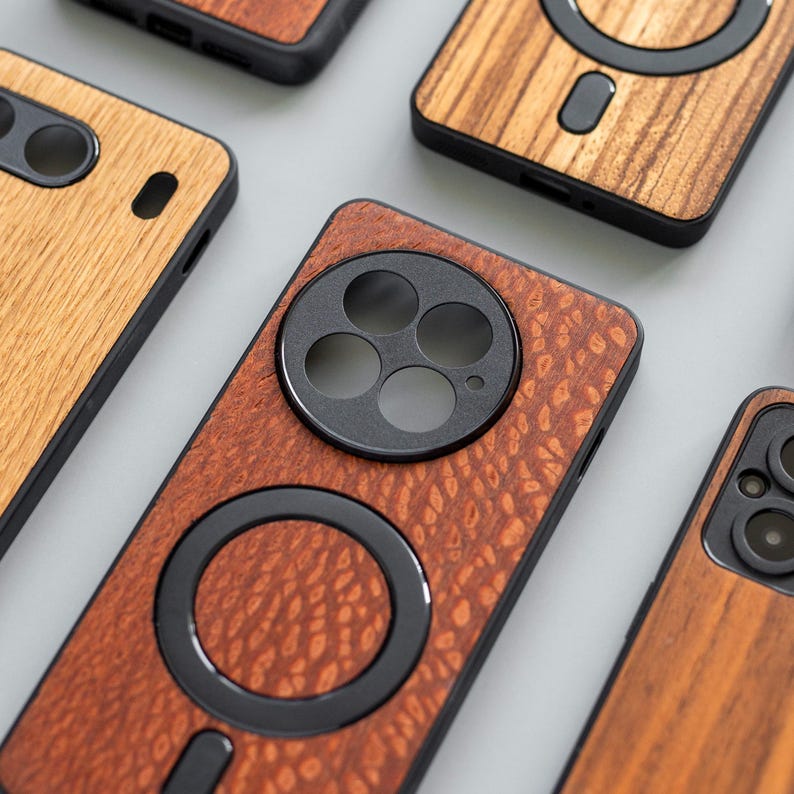 Real Wood OnePlus Case, Handmade Natural Oil Finish, Wireless Charger Compatible | Fits OnePlus 15, 13, 12, 11, 10, Nord, Ace and more image 3