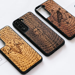 The Occult - wood case for  Samsung S25, S24, S23, S22, S21, S20 | Samsung Galaxy Ultra, Plus and FE cases | Occult tarot with runes design