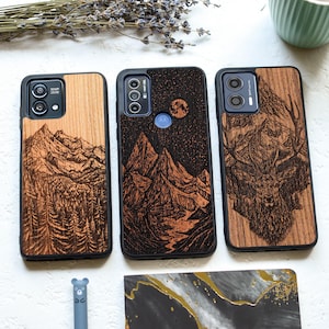 Mountains - Real Wood Motorola Case – fits Moto G Stylus 5G, Moto G14, Moto G24, Moto G54, Moto Edge Fusion, Moto G73, Moto G Play + More.