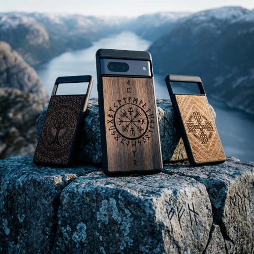 Celtic World Holzhülle für Google Pixel 11, 11 Pro XL | 10, 10 Pro XL | 9, 9 Pro XL | 8, 8 Pro, 8a | 7, 7 Pro, 7a | 6, 6 Pro, 6a | 5, 5a
