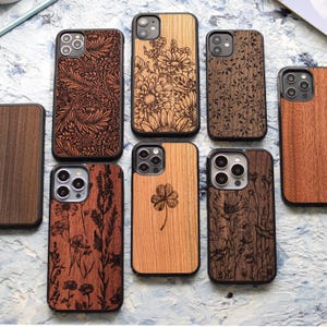 Wildblumen | Echtholz Case mit Magsafe Upgrade für iPhone 16, 15, 14, 13, 12, 11 | Pro Max, Pro, Plus, SE | Handgefertigt, Natur Inspirieren