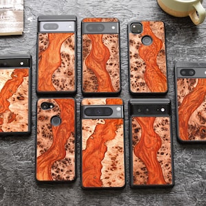 Echtholz + Resin Case für Google Pixel 10, 10 Pro, 10 Pro XL | 9, 9 Pro, 9 Pro XL | 8, 8 Pro, 8a | 7, 7 Pro, 7a | 6, 6 Pro, 6a | 5, 5A-5G