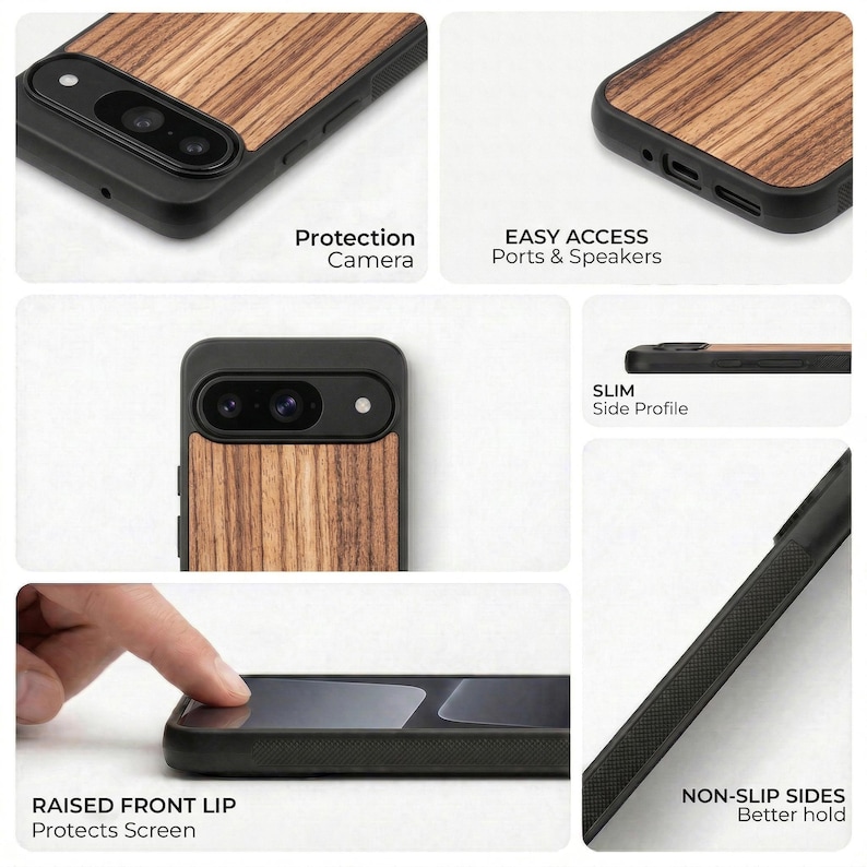 Real Wood Case for Google Pixel 10, 10 Pro, 10 Pro XL | 9, 9 Pro, 9 Pro XL | 9 8, 8 Pro, 8a | 7, 7 Pro, 7a | 6 6 Pro, 6a | 5, 5a 5G and more