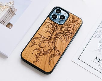 Tree of life | Engraved real wood case with Magsafe upgrade for 17, 16, 15, 14, 13, 12, 11, XS, X, 8, 7 | Pro max, Plus, Pro and SE