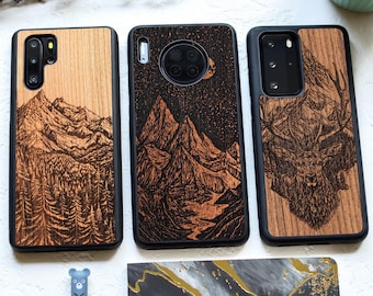 Mountains | Real engraved wood case for Huawei P50/P40/P30/P20 | Mate 40/30/20 | Pro, Plus, Lite