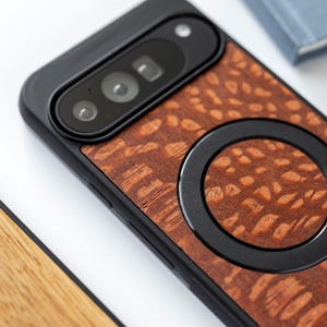 Handmade Real Wood Google Pixel Case | Natural Grain Protection | Fits Pixel 10, 9, 8, 7, 6, 5 image 4