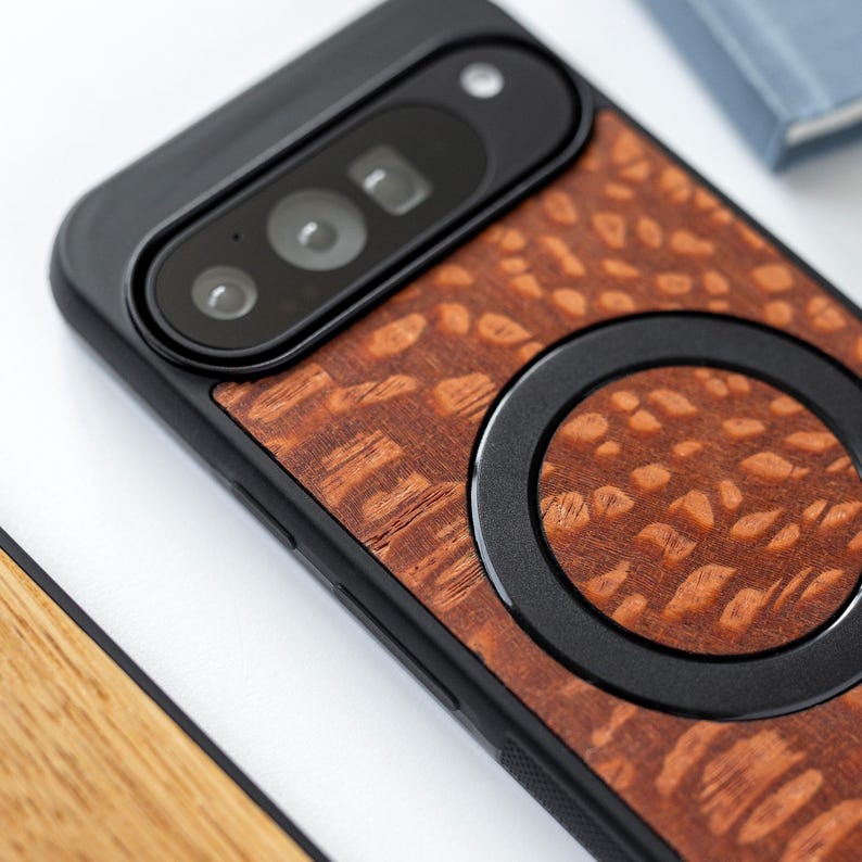 Handmade Real Wood Google Pixel Case | Natural Grain Protection | Fits Pixel 10, 9, 8, 7, 6, 5 image 4