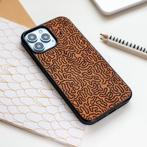 Real wood engraved | Handmade case for iPhone 16, 15, 14, 13, 12, 11, X, XS | Magsafe upgrade available | Pro max, Plus, Pro, mini, SE
