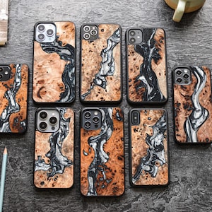 Yin Yang | Real Wood + Resin case with Magsafe upgrade for iPhone 16, 15, 14, 13, 12, 11, X, SE, 8 case | iPhone Pro Max, Plus, Pro, and SE