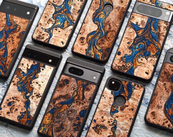 Google Pixel Wood and Resin Case for 10, 10 Pro, 10 Pro XL | 9, 9 Pro, 9 Pro XL | 8, 8 Pro, 8a | 7, 7 Pro, 7a | 6, 6 Pro, 6a | 5, 5A 5G