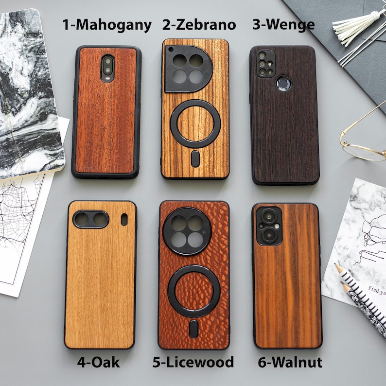 Real Wood OnePlus Case, Handmade Natural Oil Finish, Wireless Charger Compatible | Fits OnePlus 15, 13, 12, 11, 10, Nord, Ace and more image 5