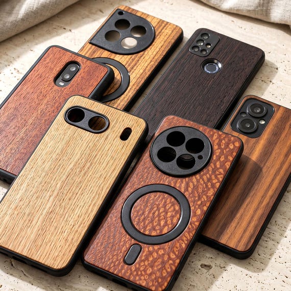 Real Wood OnePlus Case, Handmade Natural Oil Finish, Wireless Charger Compatible | Fits OnePlus 15, 13, 12, 11, 10, Nord, Ace and more
