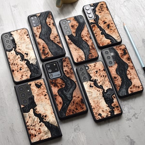 Resin + wood case for S25, S24, S23, S22, S21, S20, S10 | Samsung Galaxy S Ultra, Plus and FE cases | Protective spectacular handmade case