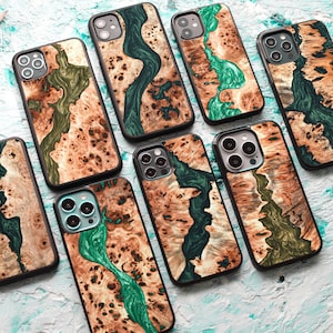 Resin + Real Wood | Case for iPhone 16, 15, 14, 13, 12, 11 | Magsafe upgrade | Compatible with iPhone Pro Max, Pro, Plus