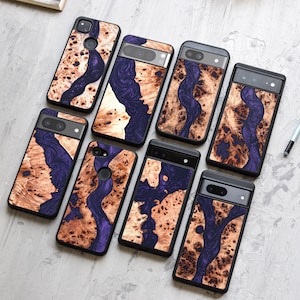 Echtholz + Resin Case für Google Pixel 10, 10 Pro, 10 Pro XL | 9, 9 Pro, 9 Pro XL | 8, 8 Pro, 8a | 7, 7 Pro, 7a | 6, 6 Pro, 6a | 5, 5A-5G