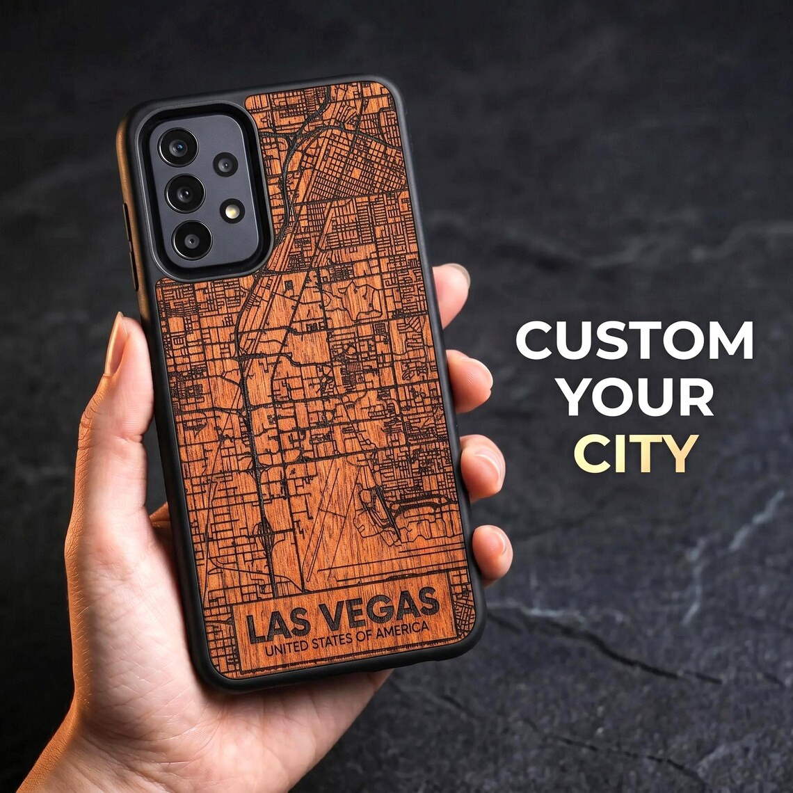 City Street Map Real Wood Case for Samsung A-series: A17, A16, A06 ...