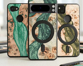 Echtholz & Resin Tasche für Pixel 10, 10 Pro, 10 Pro XL | 9, 9 Pro, 9 Pro XL | 8, 8 Pro, 8a | 7, 7 Pro, 7a | 6, 6 Pro, 6a | 5, 5A-5G | 4XL