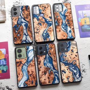 Funda de madera y resina para Motorola: compatible con Moto G Stylus 5G, Moto G14, Moto G54, Moto G84, Moto G73, Moto G Play, Moto Edge Fusion y más.