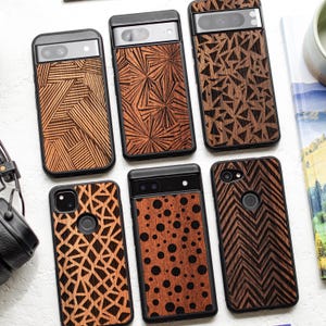 Minimalista senza tempo - Custodia in legno per Google Pixel per Pixel 9, 9 Pro, 9 Pro XL / 8 Pro, 8a, 8 / 7 Pro, 7a, 7 / 6 Pro, 6a, 6 / 5, 5A 5G / 4 XL, 4A