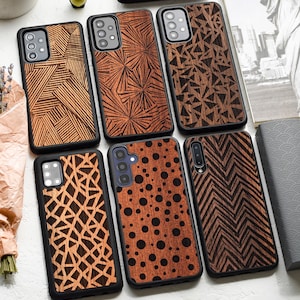 Minimaliste intemporelle - Étui en bois véritable pour Samsung Série A : A16, A06 | A55, A35, A25, A15 | A54, A34, A24, A14, A04 | A53, A23, A13 et plus