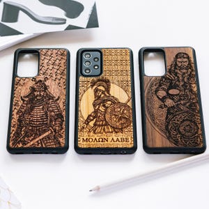 Samurai, Spartan, Viking - Real Wood Case for Samsung A-series | A55, A35, A25, A05, A54, A34, A24, A14, A04, A73, A53, A33, A23 and more