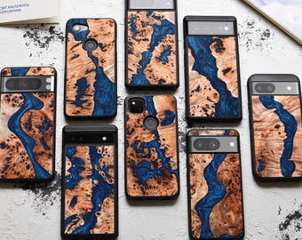Real wood + resin Google Pixel case for 10, 10 Pro, 10 Pro XL | 9, 9 Pro, 9 Pro XL | 8a, 8, 8 Pro | 7a, 7, 7 Pro | 6a, 6, 6 Pro | 5, 5A 5G
