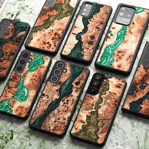 Real Wood + Resin case for S25, S24, S23, S22, S21, S20, S10 | Ultra, Plus, SE versions | Unique, Protective, Handcrafted