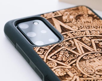 Mayan Aztec Calendar | Real wood case for Samsung S25, S24, S23, S22, S21, S20 | S23 Ultra, S23 plus | S22 Ultra, S22 plus
