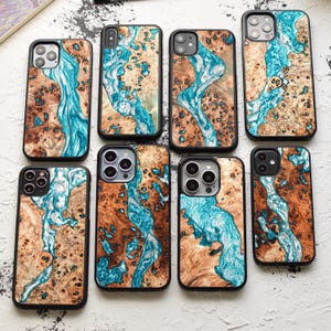 Iphone case, Real Wood + Epoxy Resin | Case with Magsafe upgrade for iPhone 17, 16, 15, 14, 13, 12, 11, XS, X case | Pro max, Plus, Pro