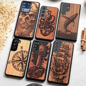 Wood Case for Samsung S25 S24 S23 S20 S10 S9 Adventure  | Engraved Wooden Galaxy Phone Cover Case | Slim Protective Case | Christmas gift