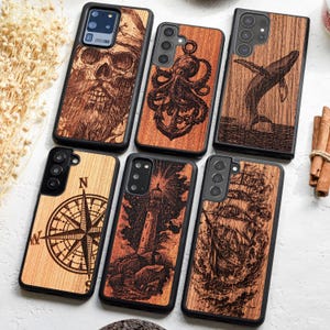 Abenteuer |  Echtholz Hülle für Samsung S25, S24, S23, S22, S21, S20, S10 | Samsung Galaxy Ultra, Plus und FE Hüllen | Draußen, Nautisch