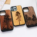 Wood Case Wild Forest  for iPhone  | Engraved Wooden Phone Cover Case 16, 15, 14, 13, 12, 11, X, SE, 8 | iPhone Pro max, Plus, Pro and SE product logo
