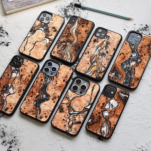 Real Wood + Resin | Case with Magsafe Upgrade for iPhone 17, 16, 15, 14, 13, 12, 11, X | Including Pro Max, Pro, SE | Handmade, Protective