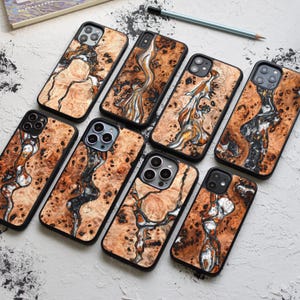 Real Wood + Resin | Case with Magsafe Upgrade for iPhone 16, 15, 14, 13, 12, 11, X | Including Pro Max, Pro, Plus, SE | Handmade, Protective