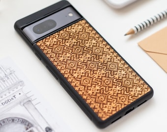 Ukrainian Vyshyvanka - Wood Case for Google Pixel 10, 10 Pro, 10 Pro XL | 9, 9 Pro, 9 Pro XL | 8, 8 Pro, 8a | 7, 7 Pro, 7a | 6, 6 Pro, 6a