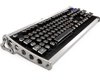 The Aviator Keyboard - Datamancer Aluminum Steampunk Keyboard Mechanical Typewriter