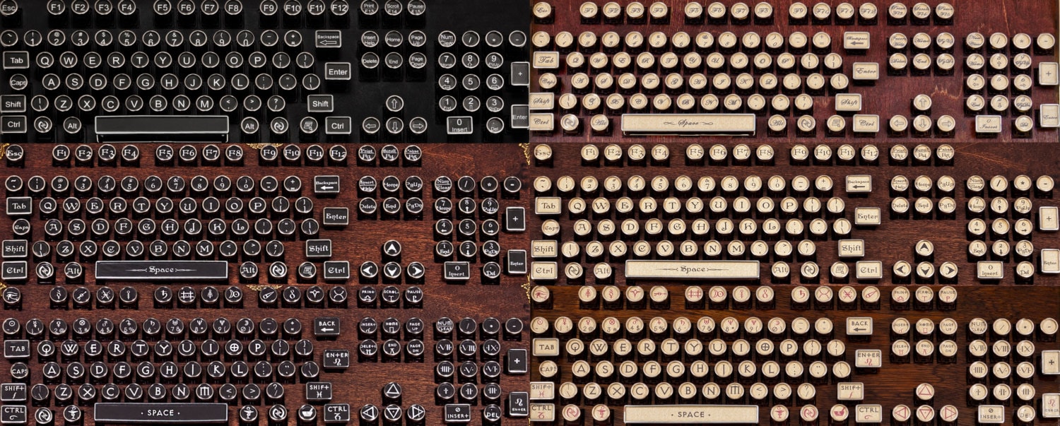 Typewriter Keys - Datamancer Vintage Antique Style Key Caps - Black and ...