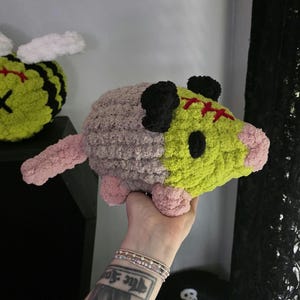 Zombie Opossum Hand Knitted Plushie