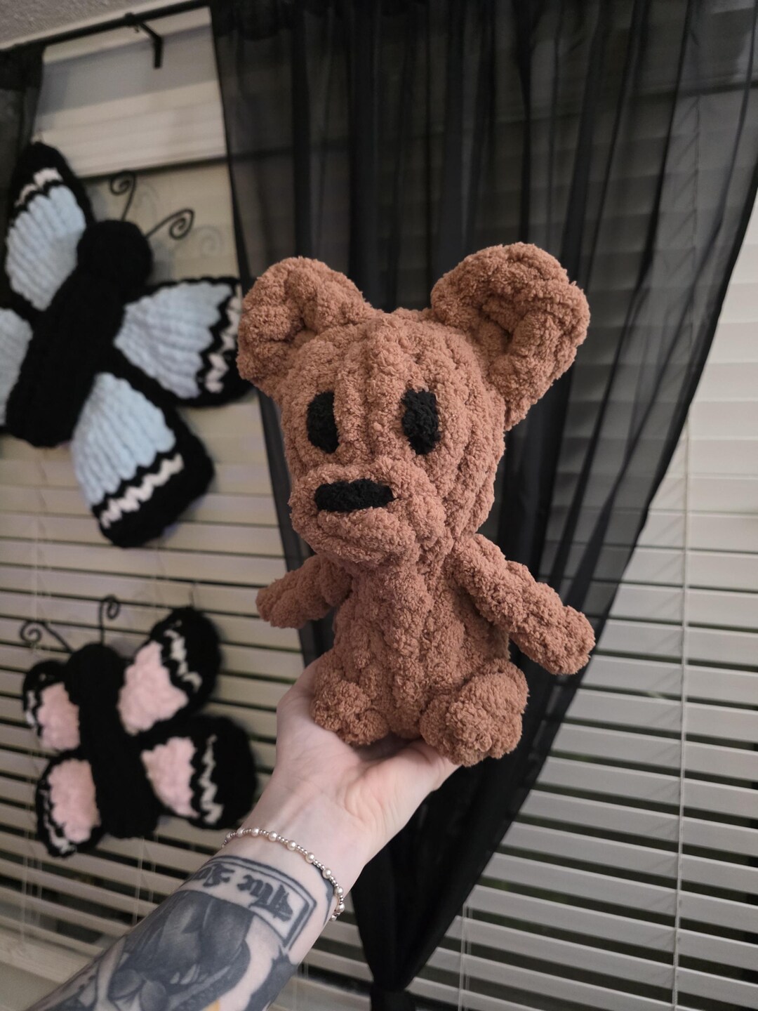 Teddy Bear Hand Knitted Plushie - Etsy