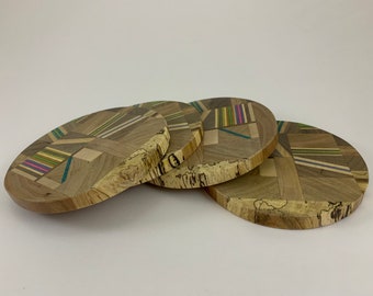 Upcycled wooden coaster set - Set of 4 - Recycled & repurposed skateboard decks - sk8r