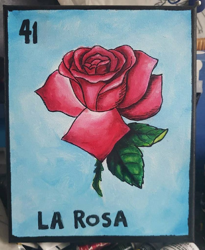 La Rosa Acrylic Painting 8x10Loteria Cards