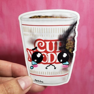 Burnt Sad Cup Noodles Matte Waterproof Sticker