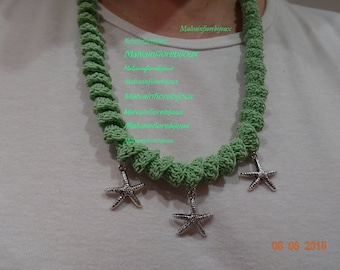 Necklace, necklace, Collier-Geen Pea and charms – necklace material particular pea green color for a Princess