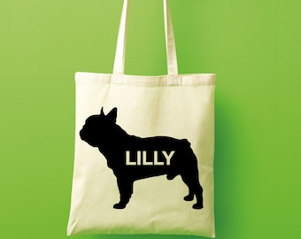 Borsa tote bulldog francese, regali bulldog, borsa bulldog, borsa tote personalizzata, borsa tote di tela, borsa tote personalizzata, borsa della spesa, borsa tote grande