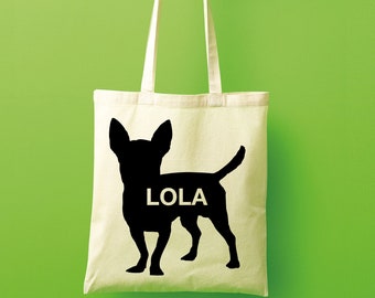 Chihuahua tote bag, regali chihuahua, tote bag personalizzata, tote bag in tela, tote bag personalizzata, shopping bag, grande tote bag, tote bag nero