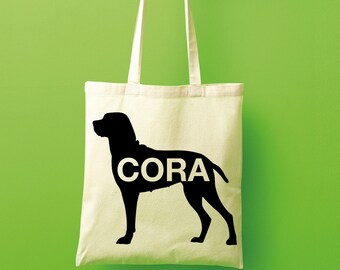 Ariege pointer tote bag, pointer gift, personalised tote bag, canvas tote bag, custom tote bag, shopping bag, large tote bag, black tote bag