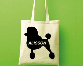 Poodle tote bag, poodle gifts, custom tote bag, canvas tote bag, custom tote bag, shopping bag, large tote bag, black tote bag